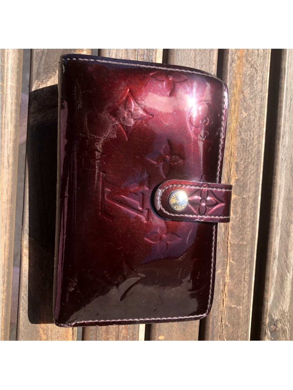 Louis Vuitton Vernis Patent Leather Wallet in Bordeaux Shine